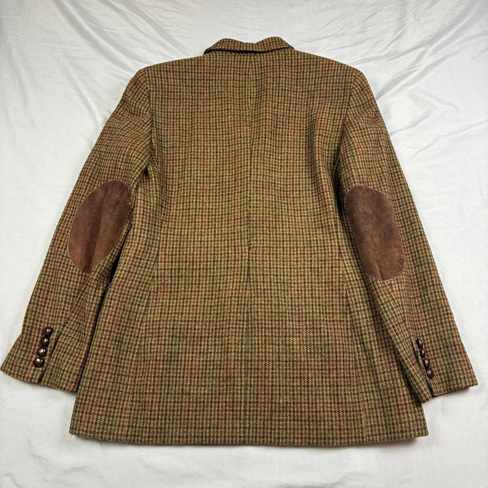 Lauren Ralph Lauren Skirt Suit Women 8 Brown Houndstooth Wool Suede Patches - Picture 3 of 16